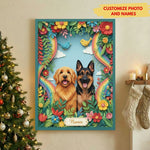 Custom Rainbow Bridge Floral Pet Canvas - Personalized 3D Paper Cut Remembrance Gift