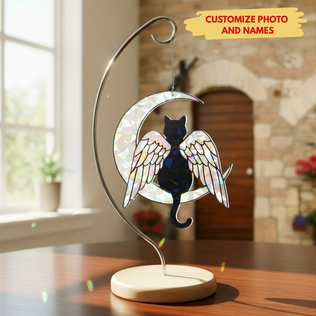Custom Cat Memorial Moon Ornament