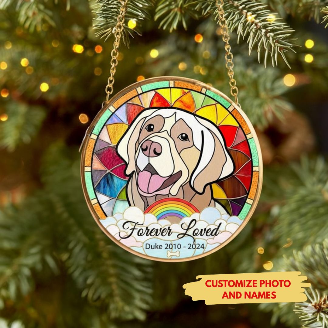 Memorial Stained-Glass Paw Ornament for Pet Lovers – Custom Acrylic Plexiglass Tribute