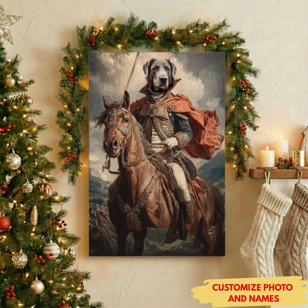 Pet Loss Keepsake Art - Personalized Military Dog Portrait Canvas Print