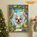 Personalized Pet Loss Keepsake - 3D Paper Cut Floral, Moon, or Holiday Dog Canvas