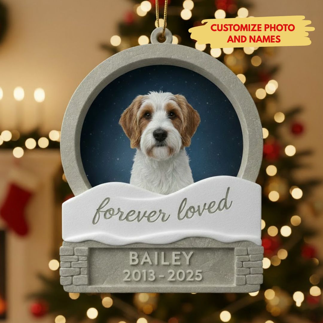 Memorial Snow Frame Ornament for Pet Lovers – Custom Photo Acrylic Keepsake