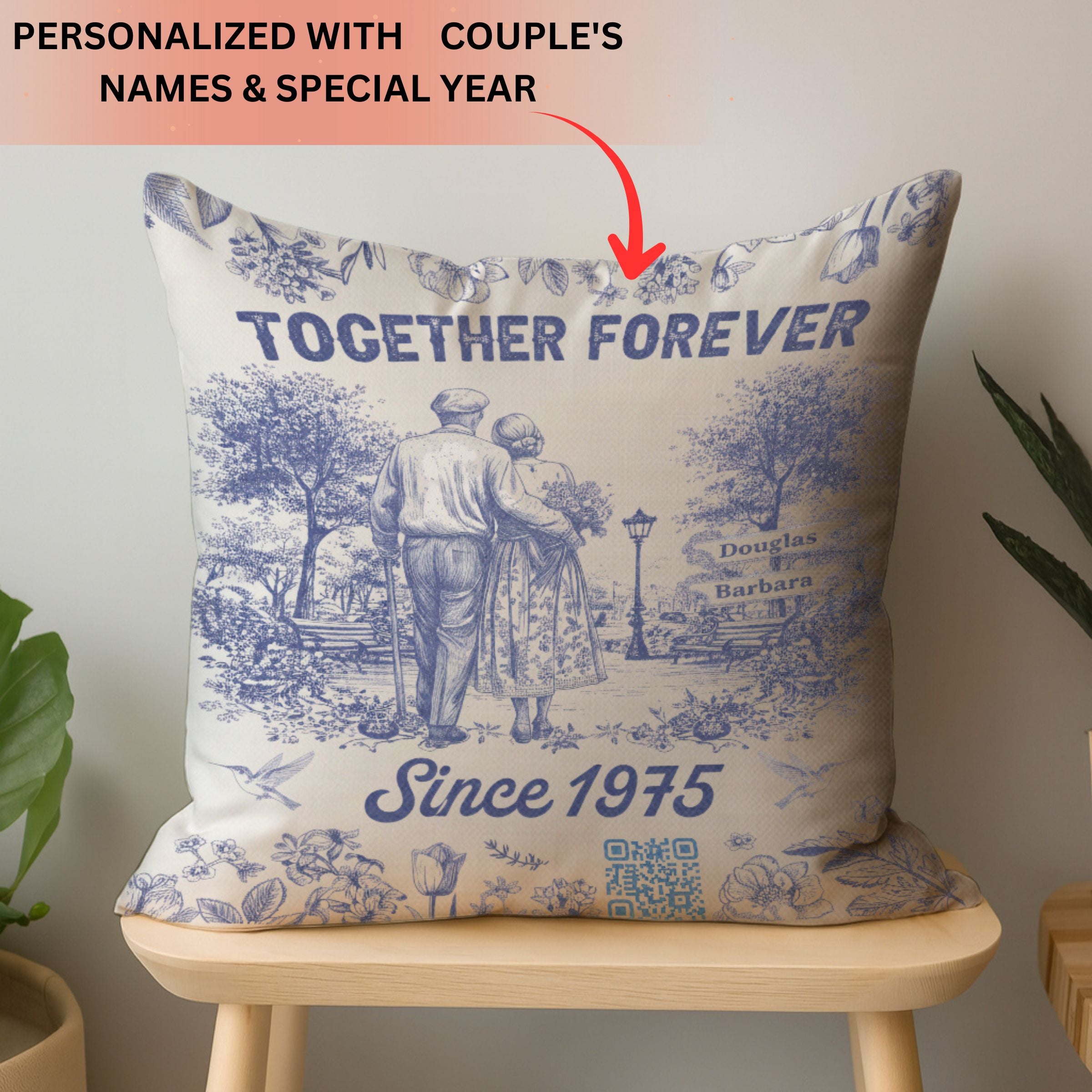 Personalized Together Forever Interactive QR Throw Pillow Heartfelt Edition