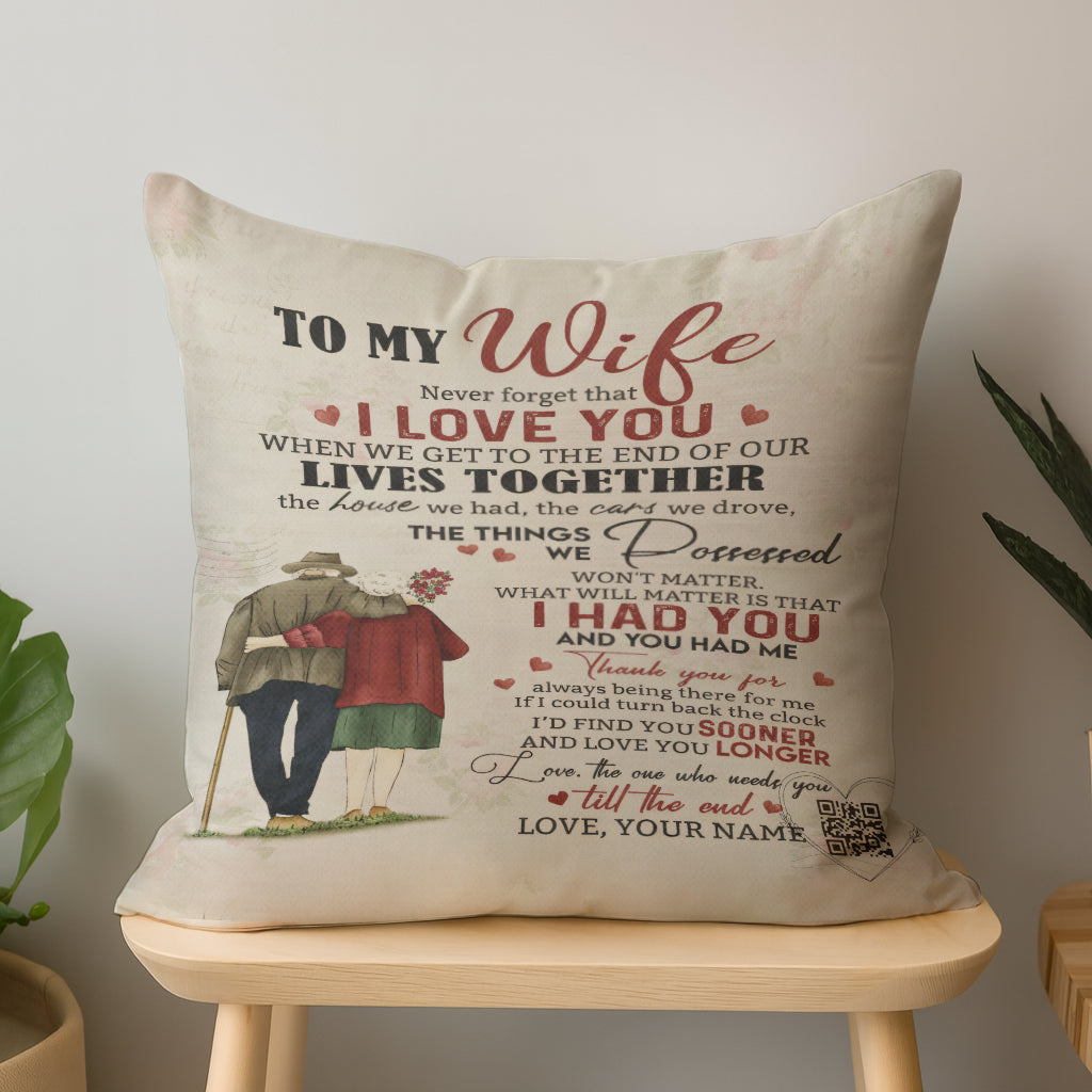 Personalized To My Wife I Love You Forever Interactive QR Throw Pillow Heartfelt Edition