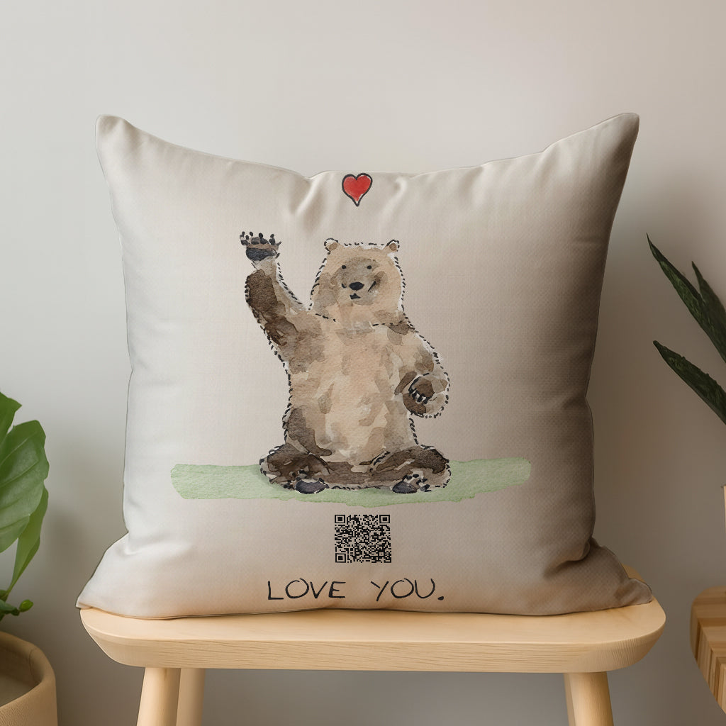 Love You Interactive QR Throw Pillow Heartfelt Edition
