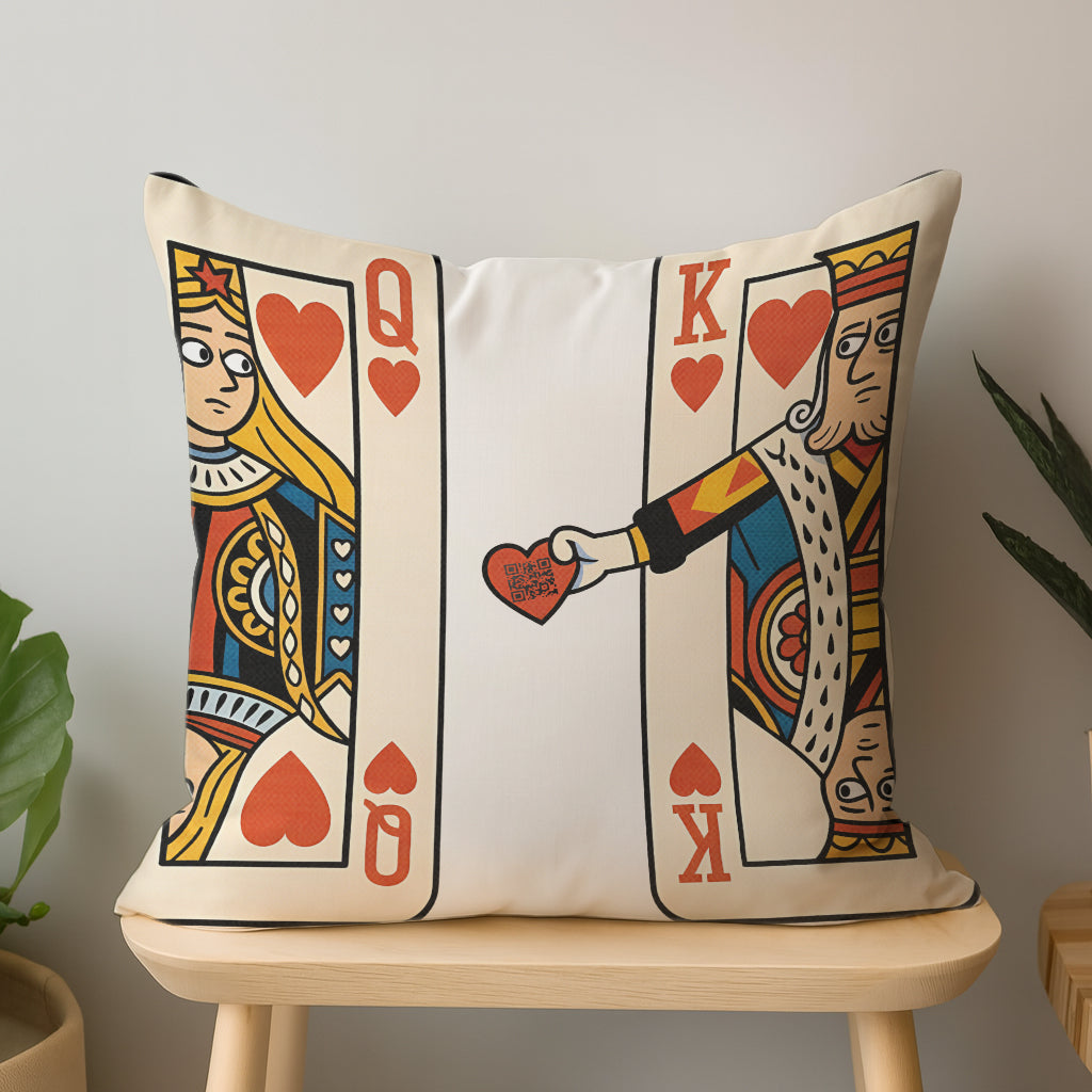 King Queen Hearts Interactive QR Throw Pillow Heartfelt Edition