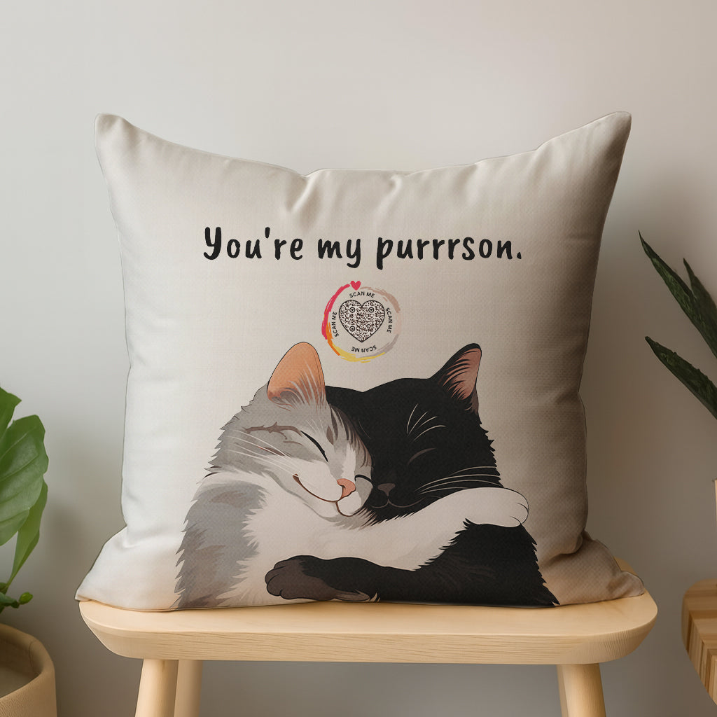 You're My Purrson Interactive QR Throw Pillow Heartfelt Edition
