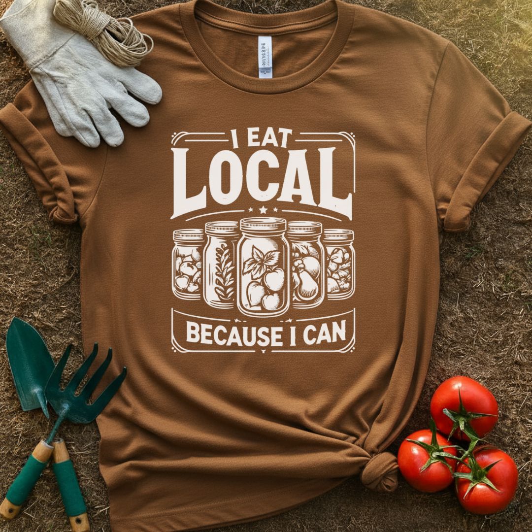 I Eat Local Because I Can Shirt, T-Shirt for Gardeners & Plant Lovers