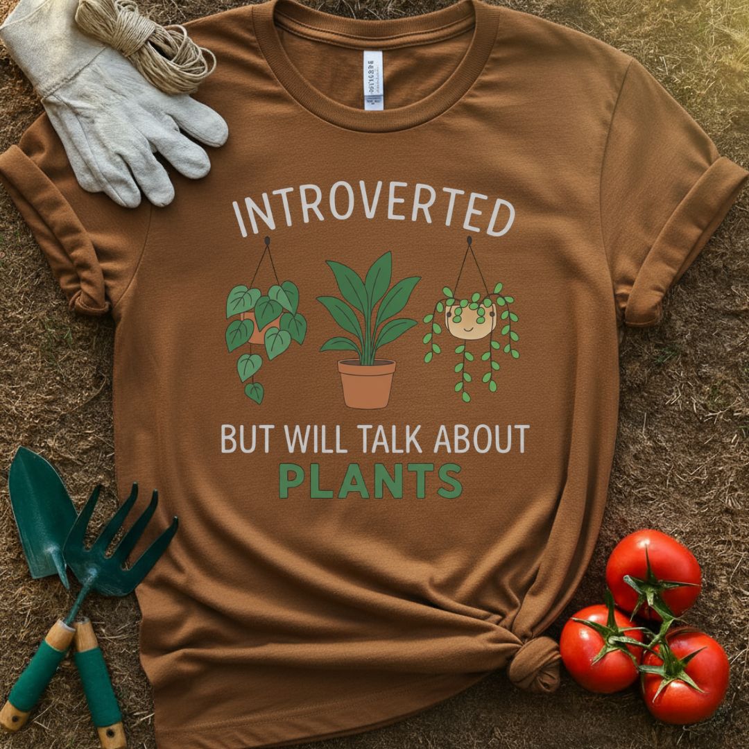 Introverted But Will Talk About Plants Shirt, T-Shirt for Gardeners & Plant Lovers