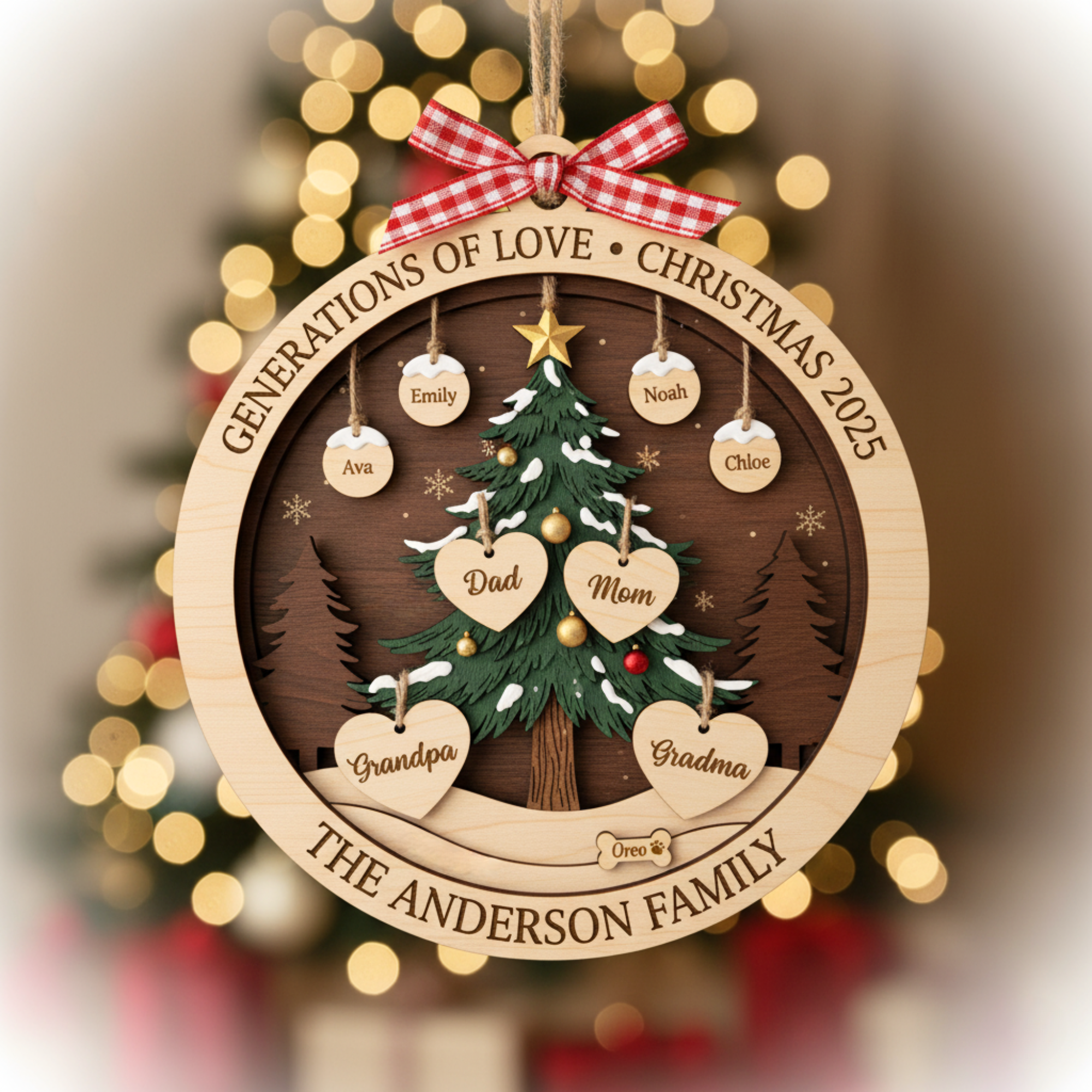 Personalized Generations of Love Christmas Ornament