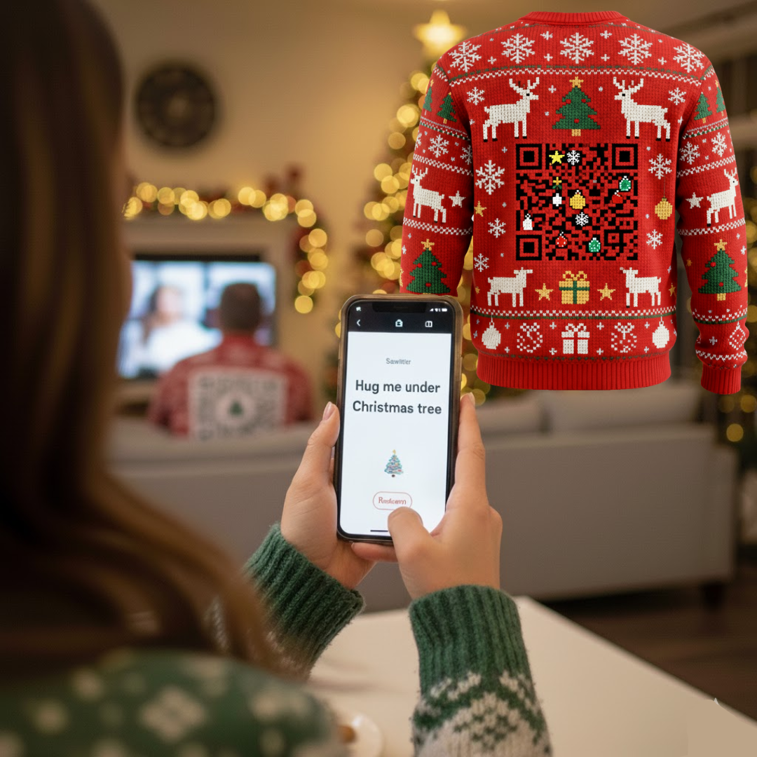 Timond Christmas Ugly Sweater With QR Code That Unlocks Cute Couple Challenges
