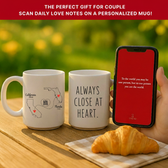 Personalized Names with Always Close At Heart Long Distance Couple QR Mug