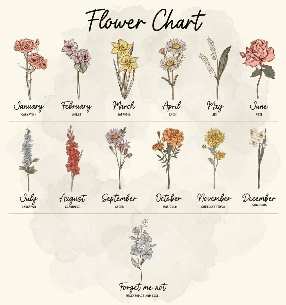 Birth Flower Ceramic Ornament for Grandma – Personalized Grandkids Name Garden Keepsake