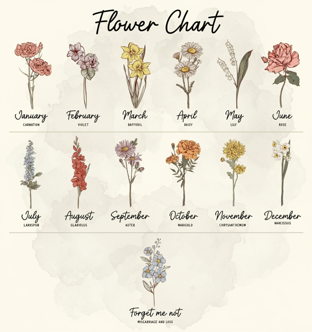 Grandma’s Garden 67 Blooms Ceramic Ornament – Personalized Grandkids Birth Flower Keepsake