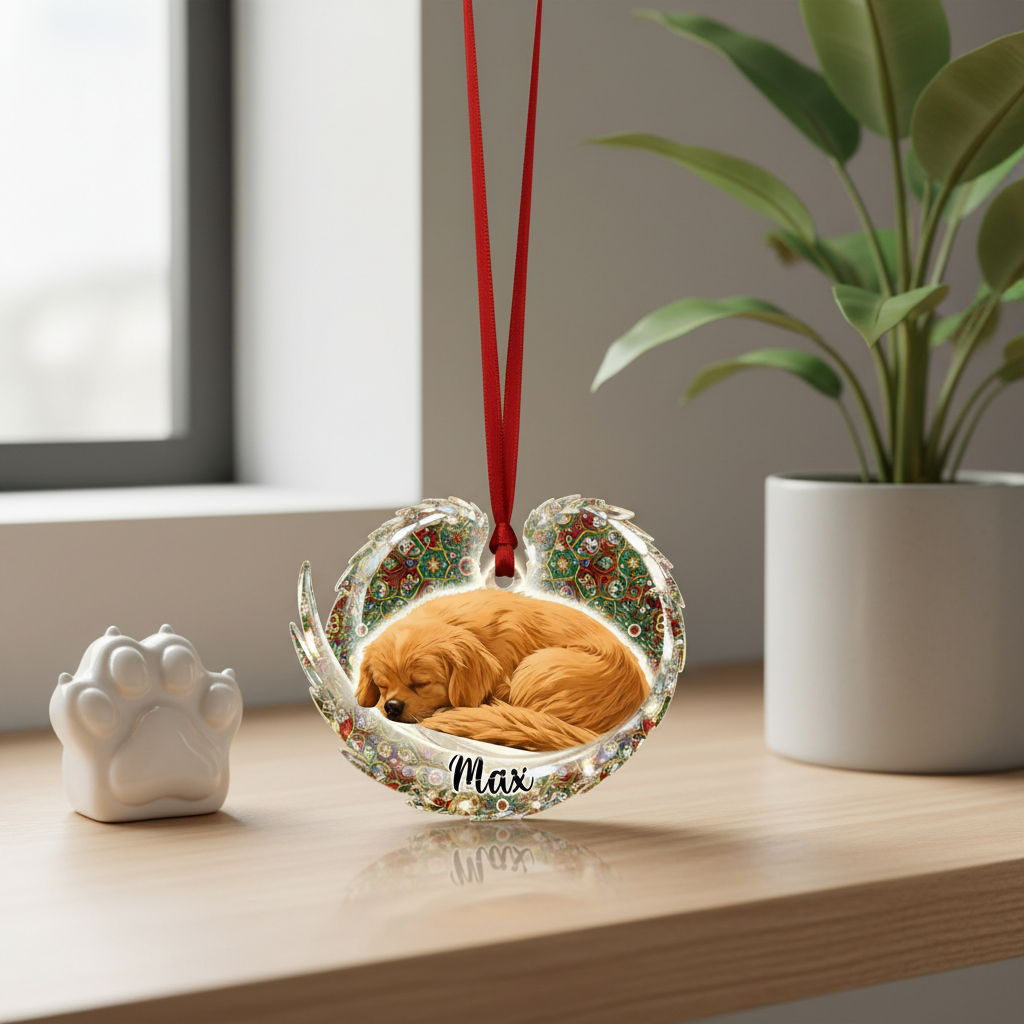 Memorial Mosaic Wings Ornament for Pet Lovers – Custom Photo Acrylic Keepsake