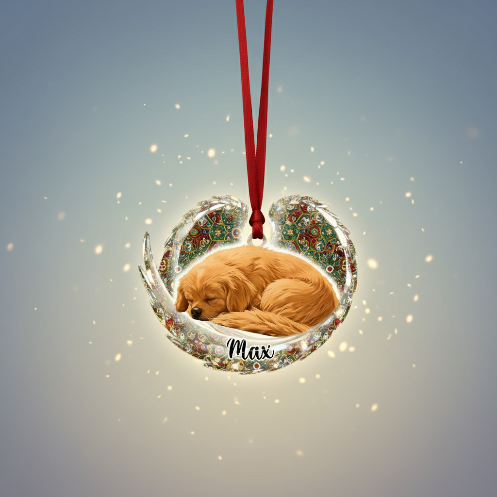 Memorial Mosaic Wings Ornament for Pet Lovers – Custom Photo Acrylic Keepsake