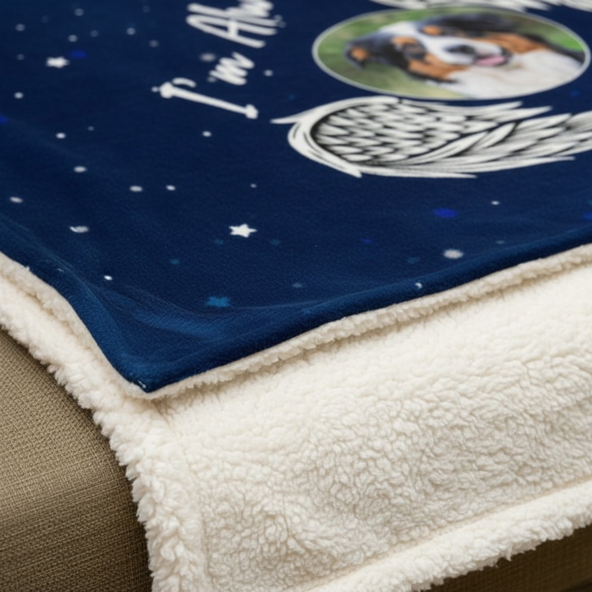 "I'm Always With You" Personalized Pet Memorial Blanket - Custom Angel Wings Photo