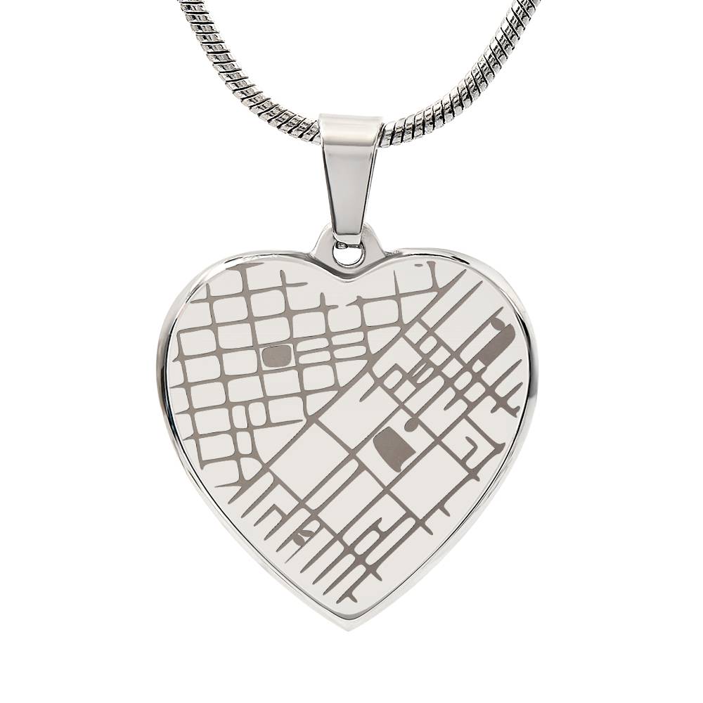 Engraved Heart Map Necklace