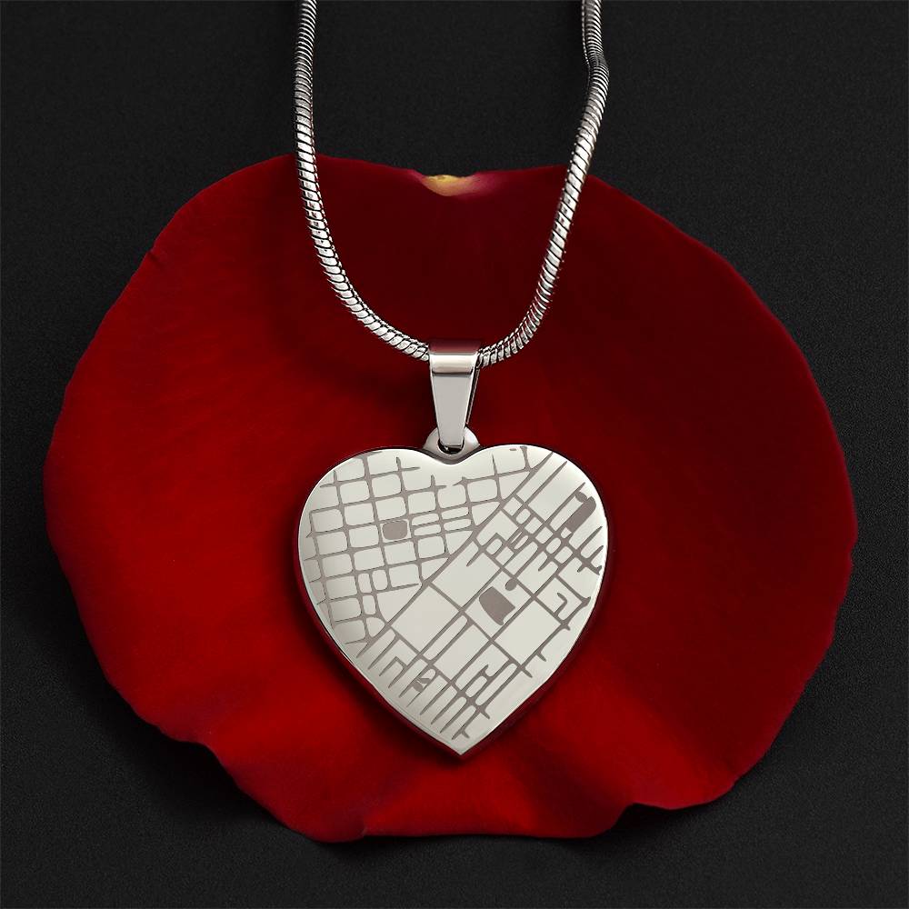 Engraved Heart Map Necklace