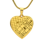 Engraved Heart Map Necklace