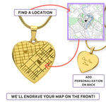 Engraved Heart Map Necklace