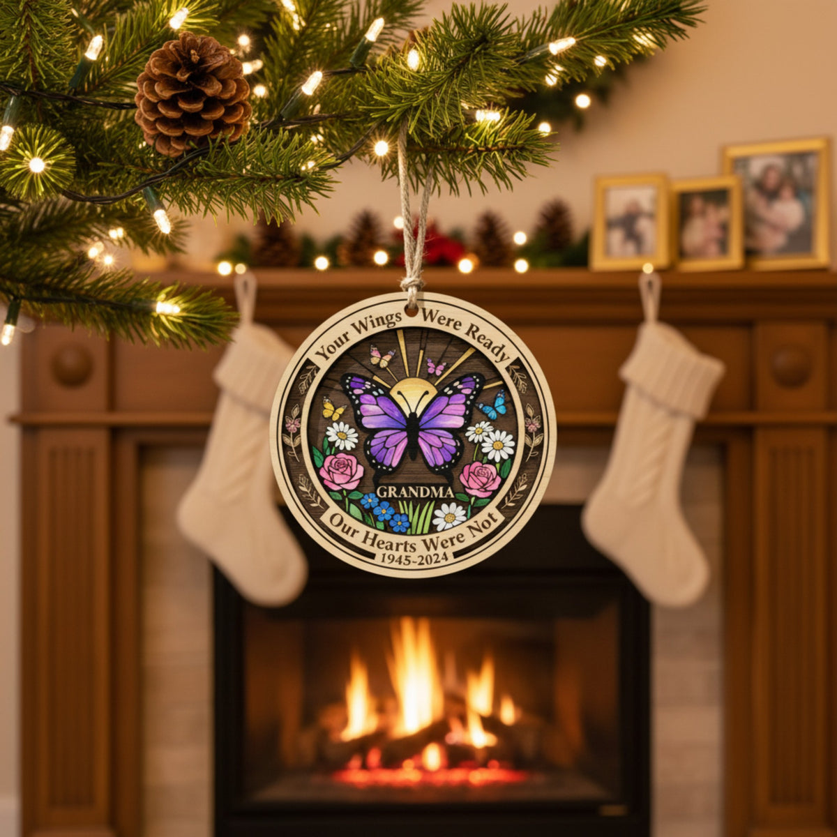 Butterfly Memorial Wooden Ornament for Grandma – Memorial Gift