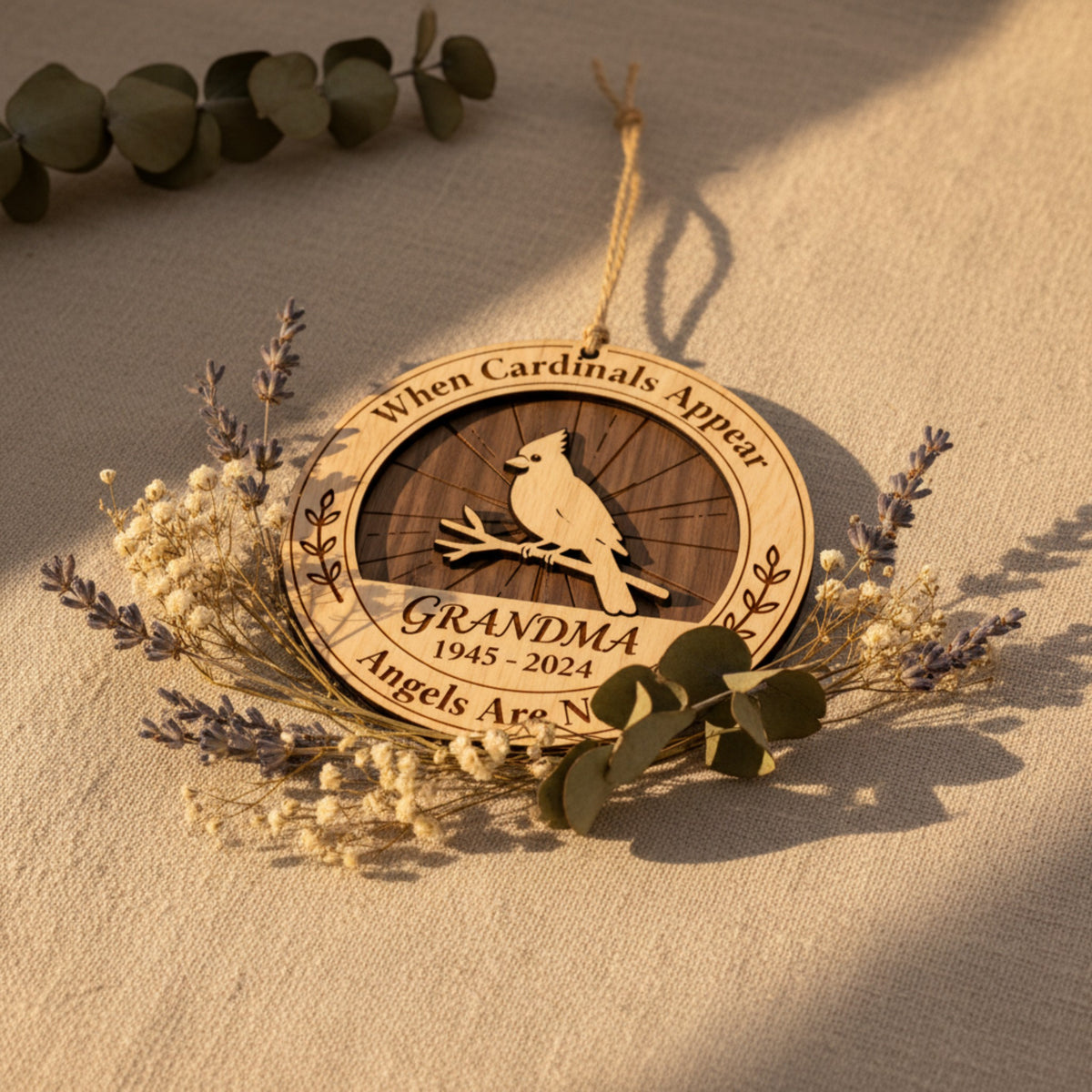 Cardinal Memorial Wooden Ornament for Grandma – Memorial Gift