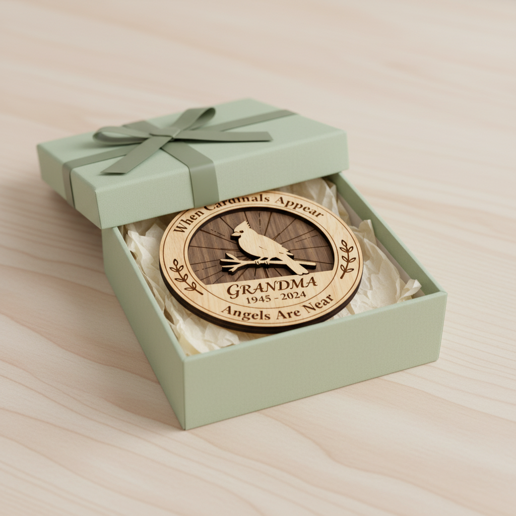 Cardinal Memorial Wooden Ornament for Grandma – Memorial Gift