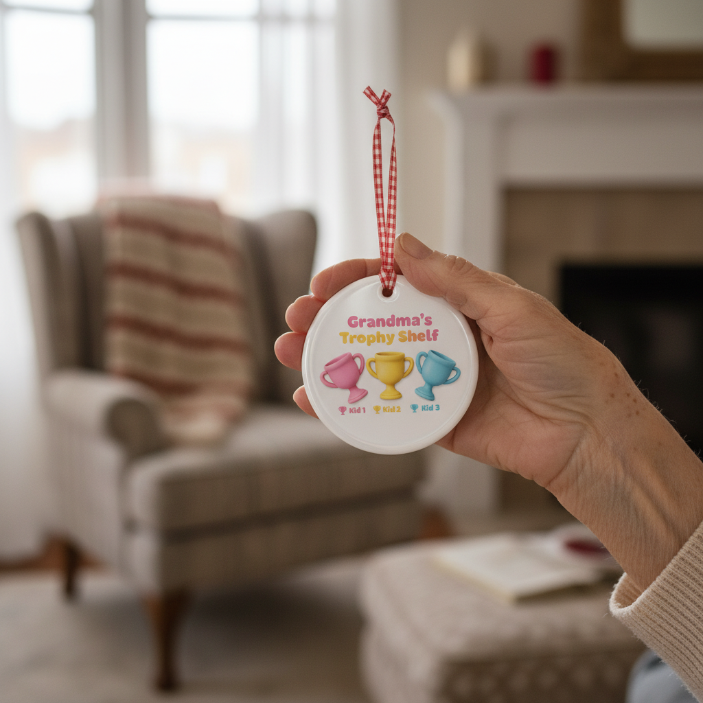 Trophy Shelf Personalized Ceramic Ornament for Grandma