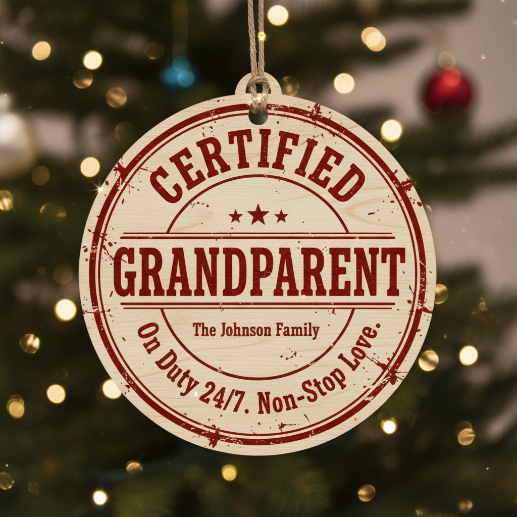 Certified Grandparent Personalized Wooden Ornament