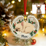 Sleeping Pet Angel Christmas Ornament with Custom Name | Dog Remembrance Gift