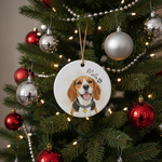 Christmas Watercolor Pet Portrait Ceramic Ornament