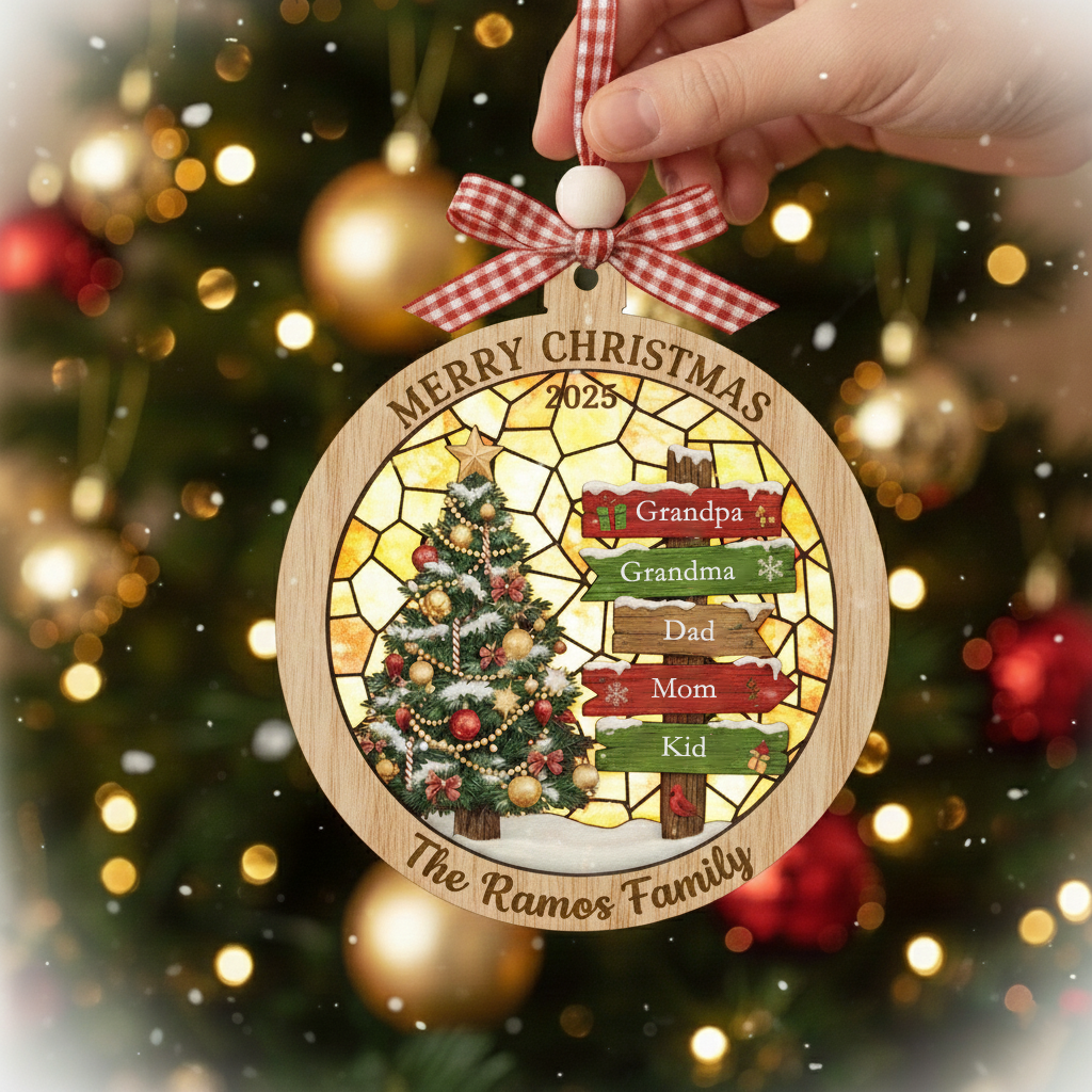 Family Tree Wooden Ornament for Family
