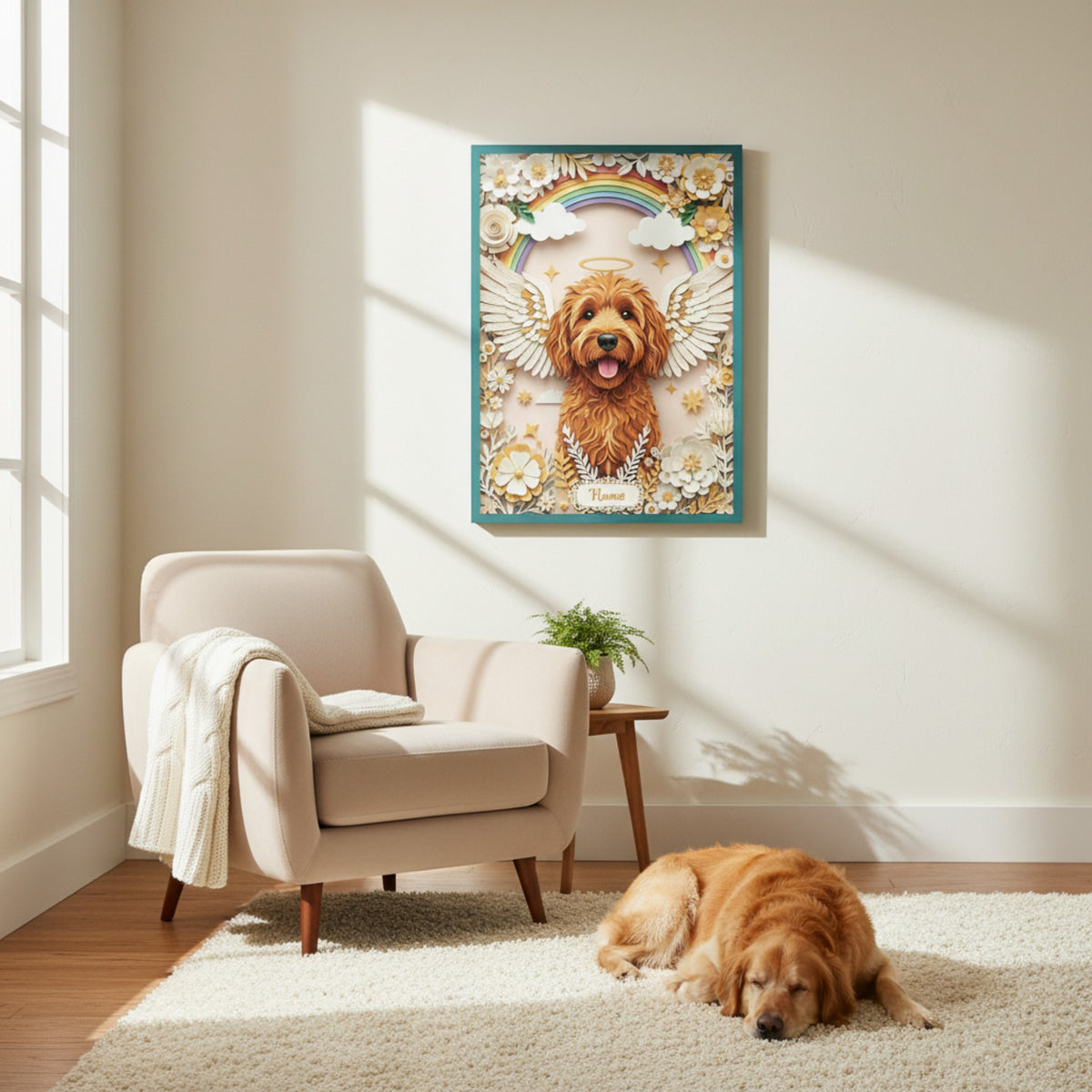 Custom Dog Loss Sympathy Gift - Layered 3D Paper Cut Dog Canvas Wall Art Keepsake