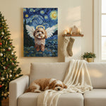 Custom Pet Portrait Canvas - Starry Night Style Angel Dog Remembrance Gift