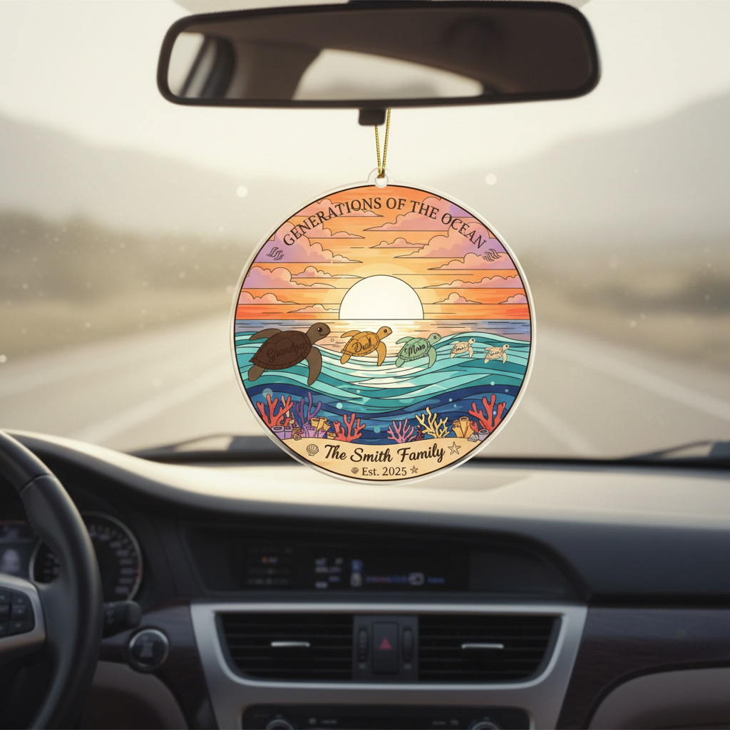 Sea Turtle Family Personalized Acrylic Ornament for Family