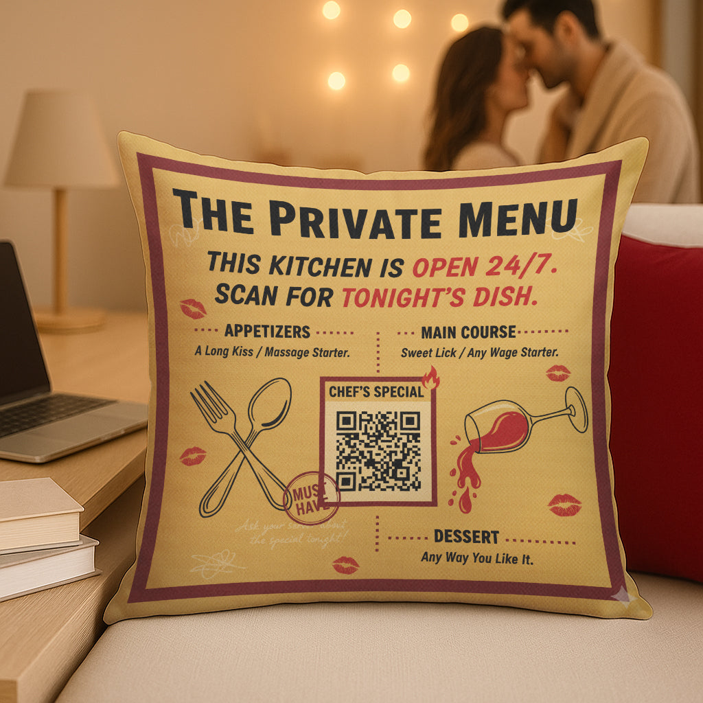 The Private Menu Interactive QR Throw Pillow Adventure Edition