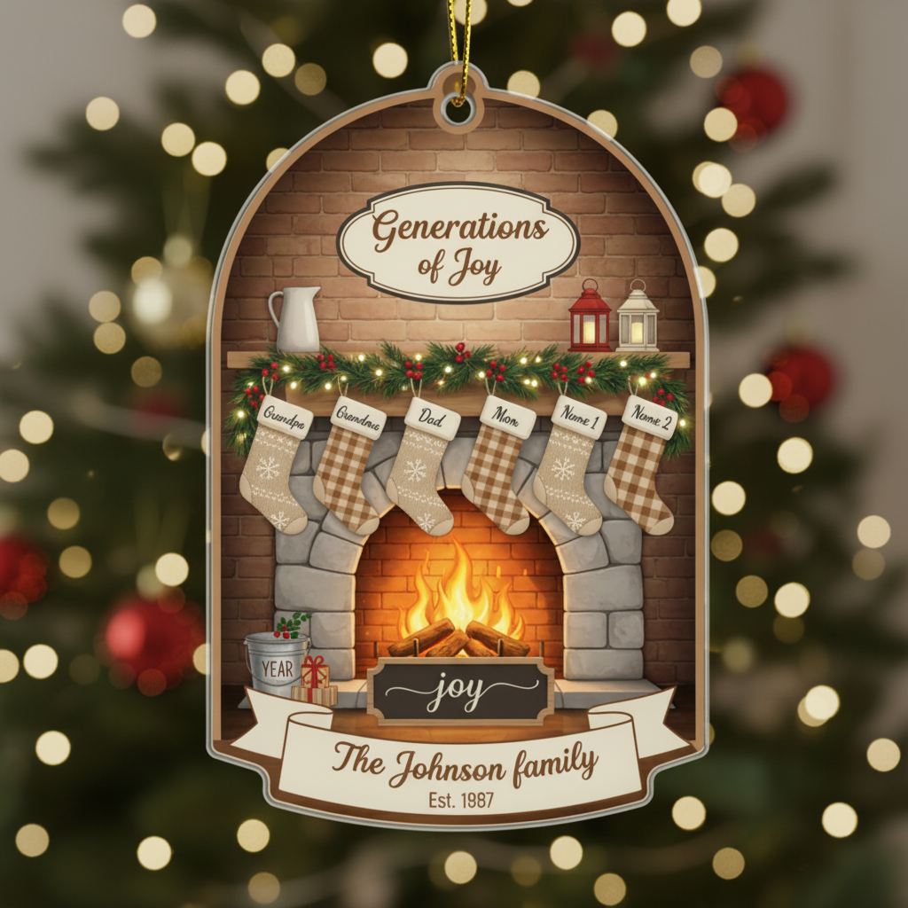 Family Fireplace Personalized Acrylic Ornament