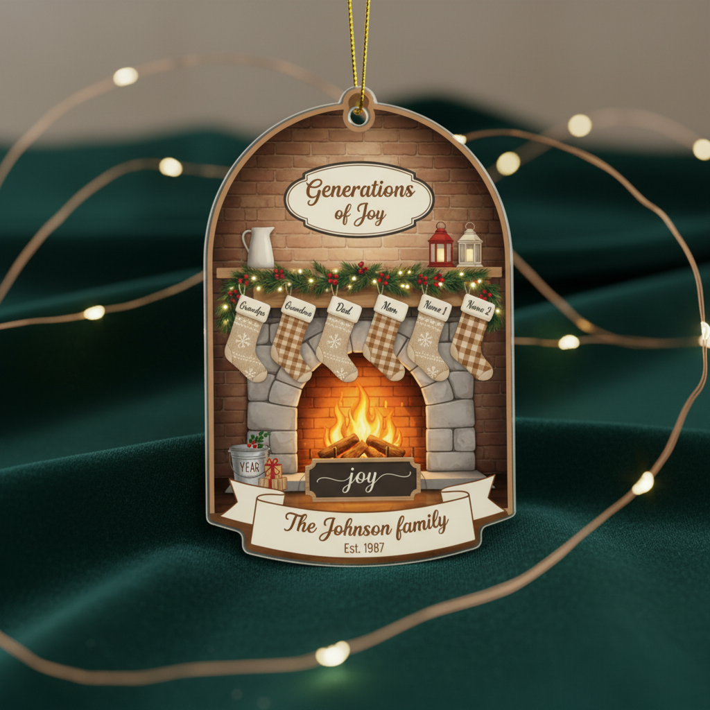 Family Fireplace Personalized Acrylic Ornament