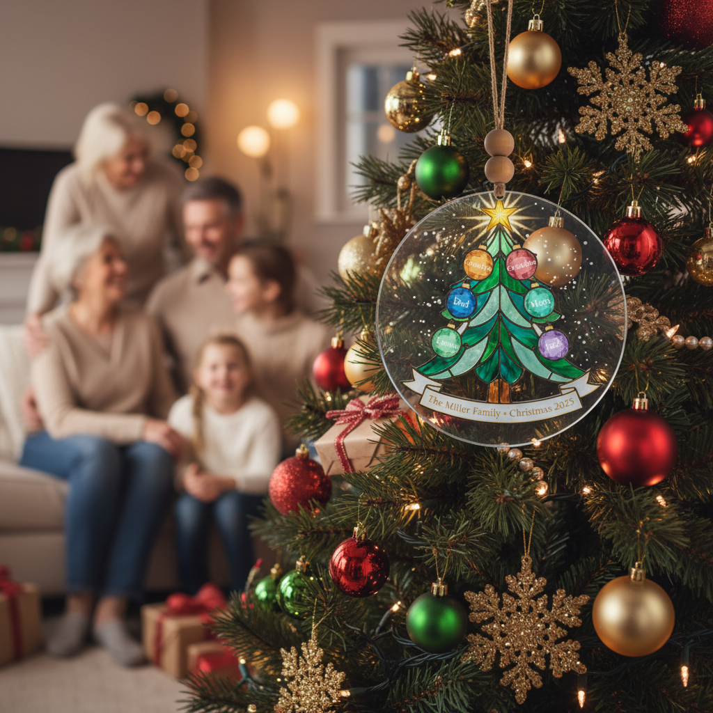 Family Tree Christmas Personalized Acrylic Ornament