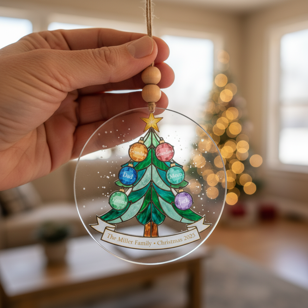 Family Tree Christmas Personalized Acrylic Ornament