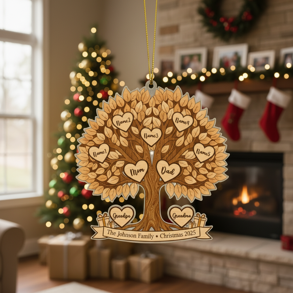 Family Tree Personalized Acrylic Ornament for Family