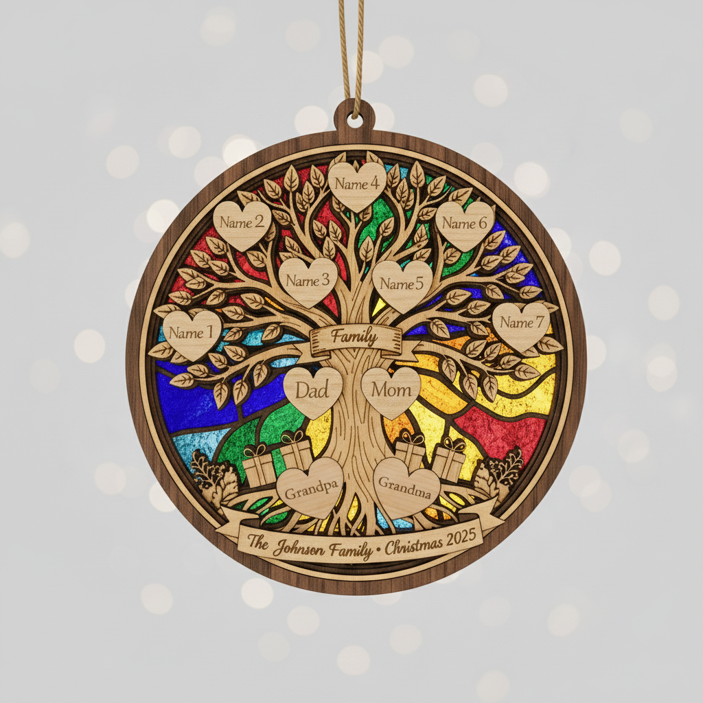 Family Tree Personalized Suncatcher Ornament