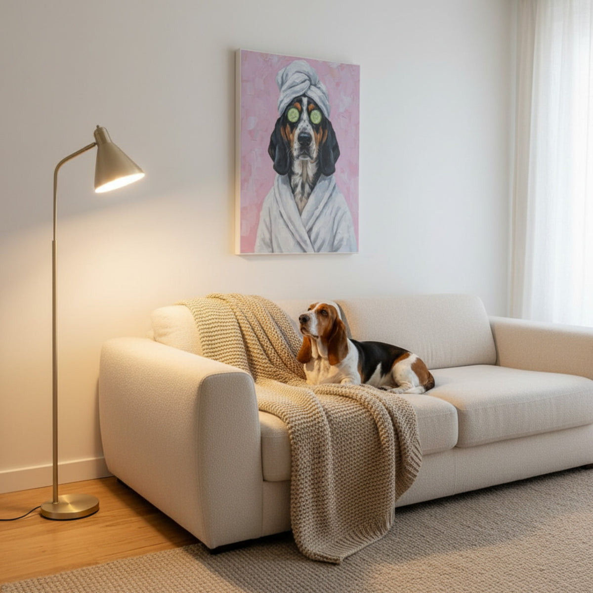 Funny Pet Memorial Art - Custom Dog Relaxing Spa Portrait Keepsake Gift