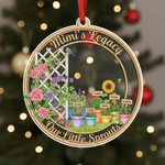 Garden Sprouts Transparent Acrylic Ornament for Grandma – Personalized Family Gift