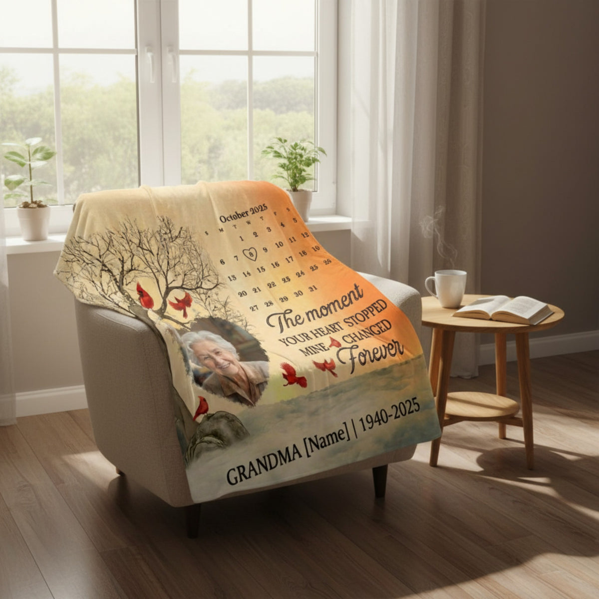Grandma Memorial Blanket – Custom Photo, Name & Year Gift