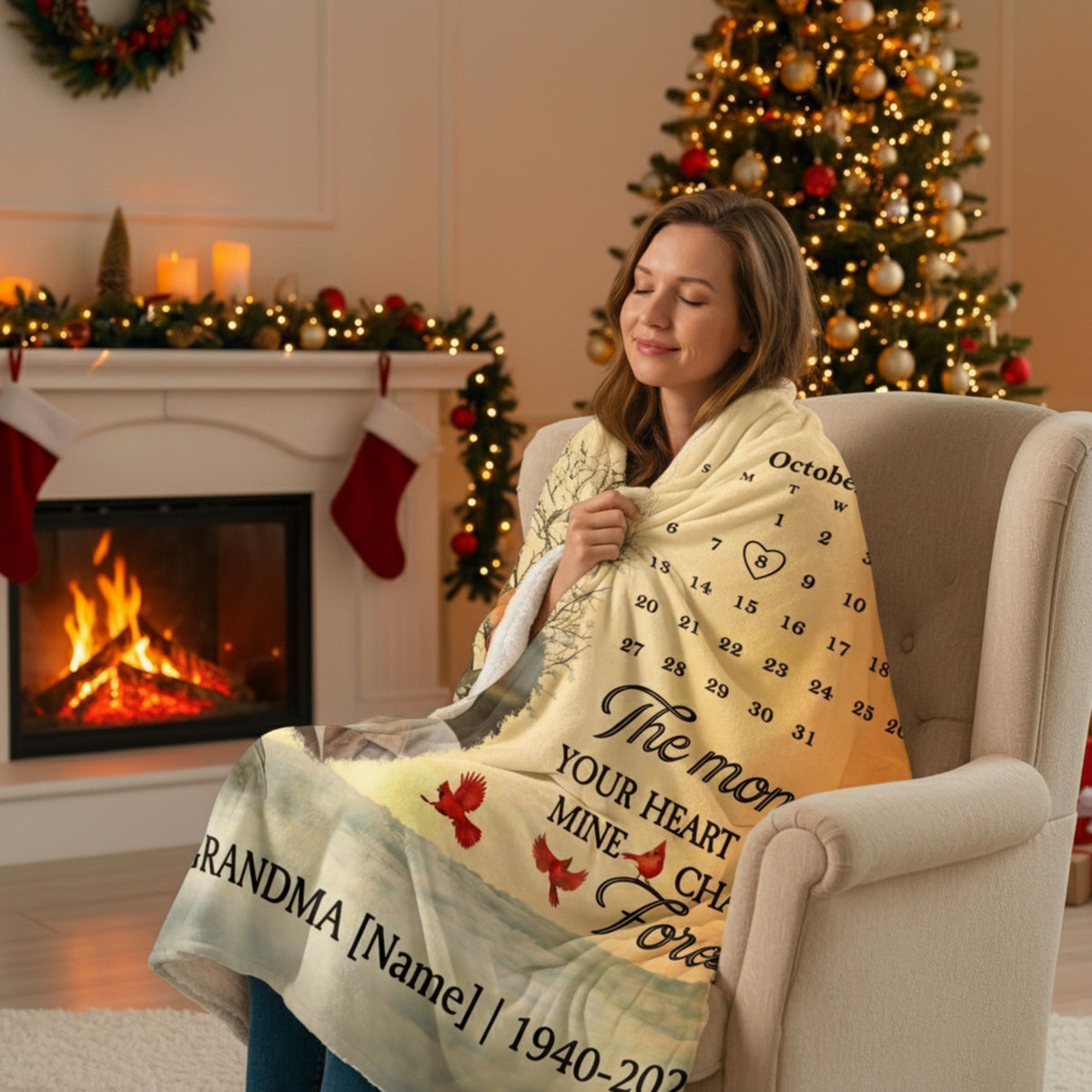 Grandma Memorial Blanket – Custom Photo, Name & Year Gift