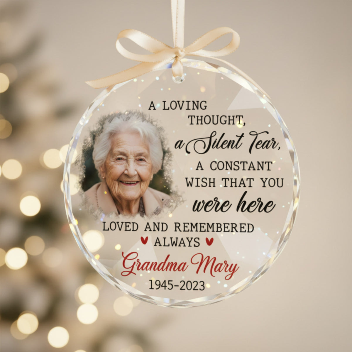 Grandma Memorial Glass & Acrylic Ornament – Memorial Keepsake