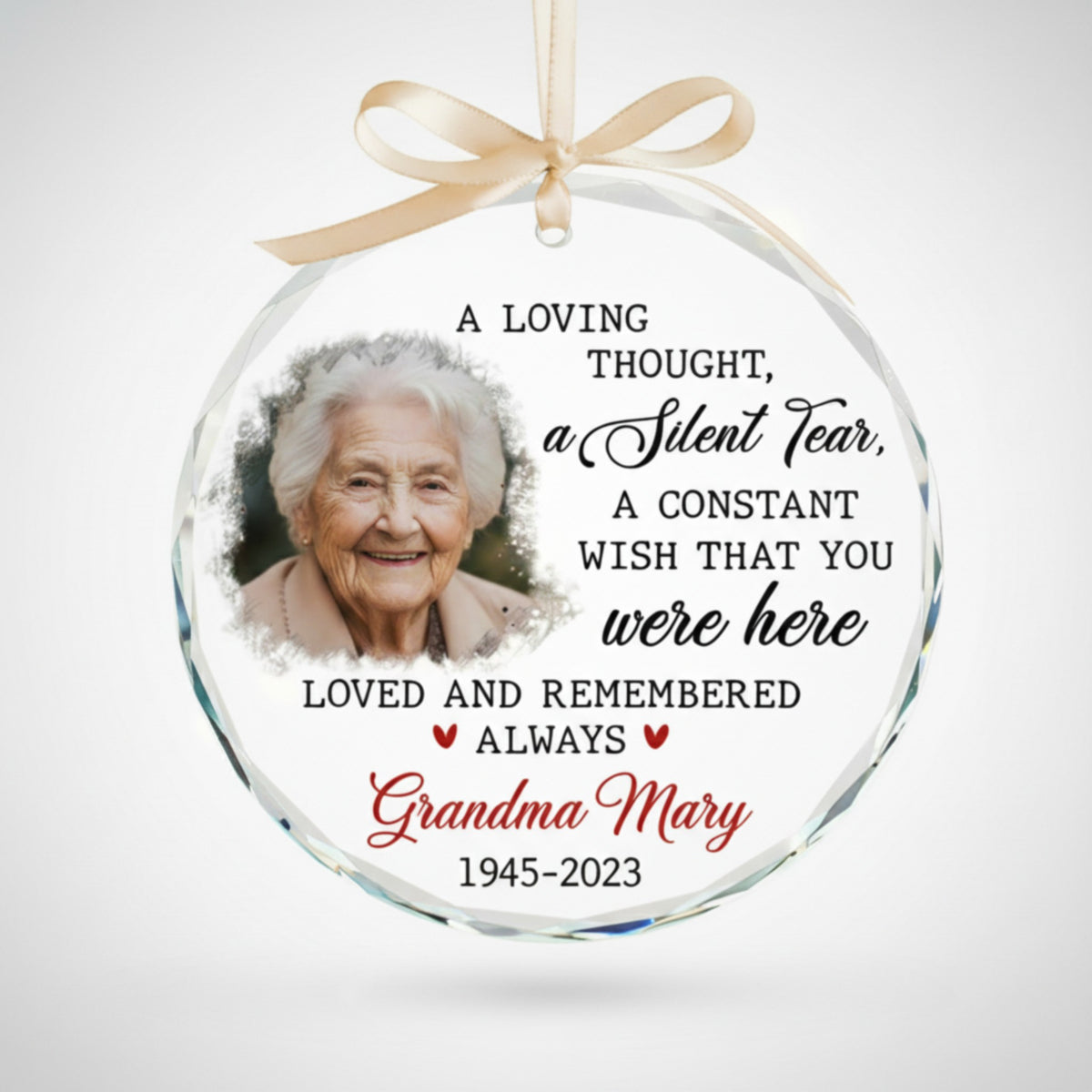 Grandma Memorial Glass & Acrylic Ornament – Memorial Keepsake