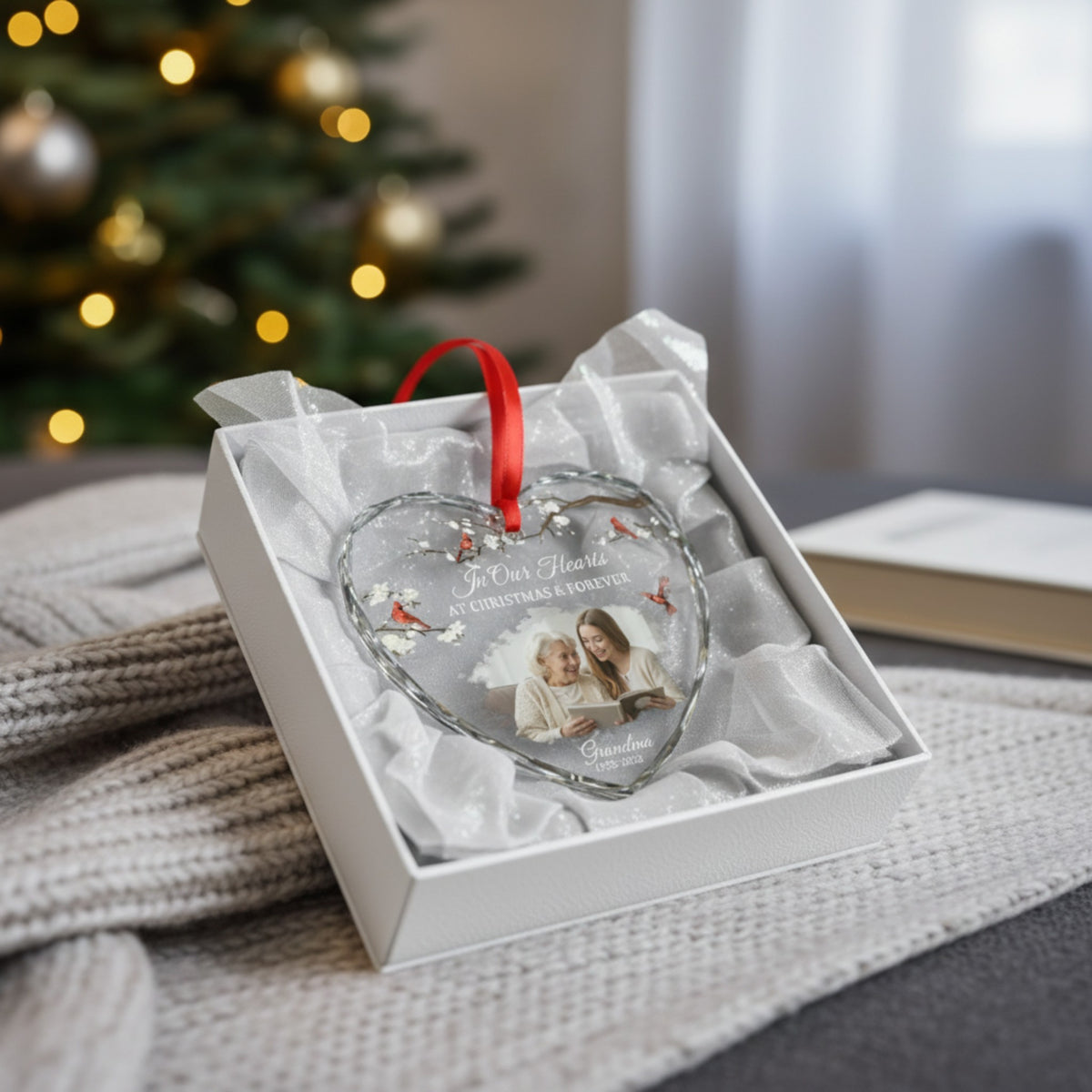 Grandma Memorial Glass Ornament – Custom Photo & Year